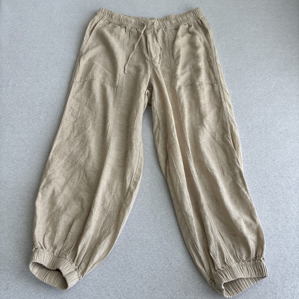 Old Navy Mid-Rise Linen-Blend Balloon Pants Large Barrel Leg Boho Coastal Beach